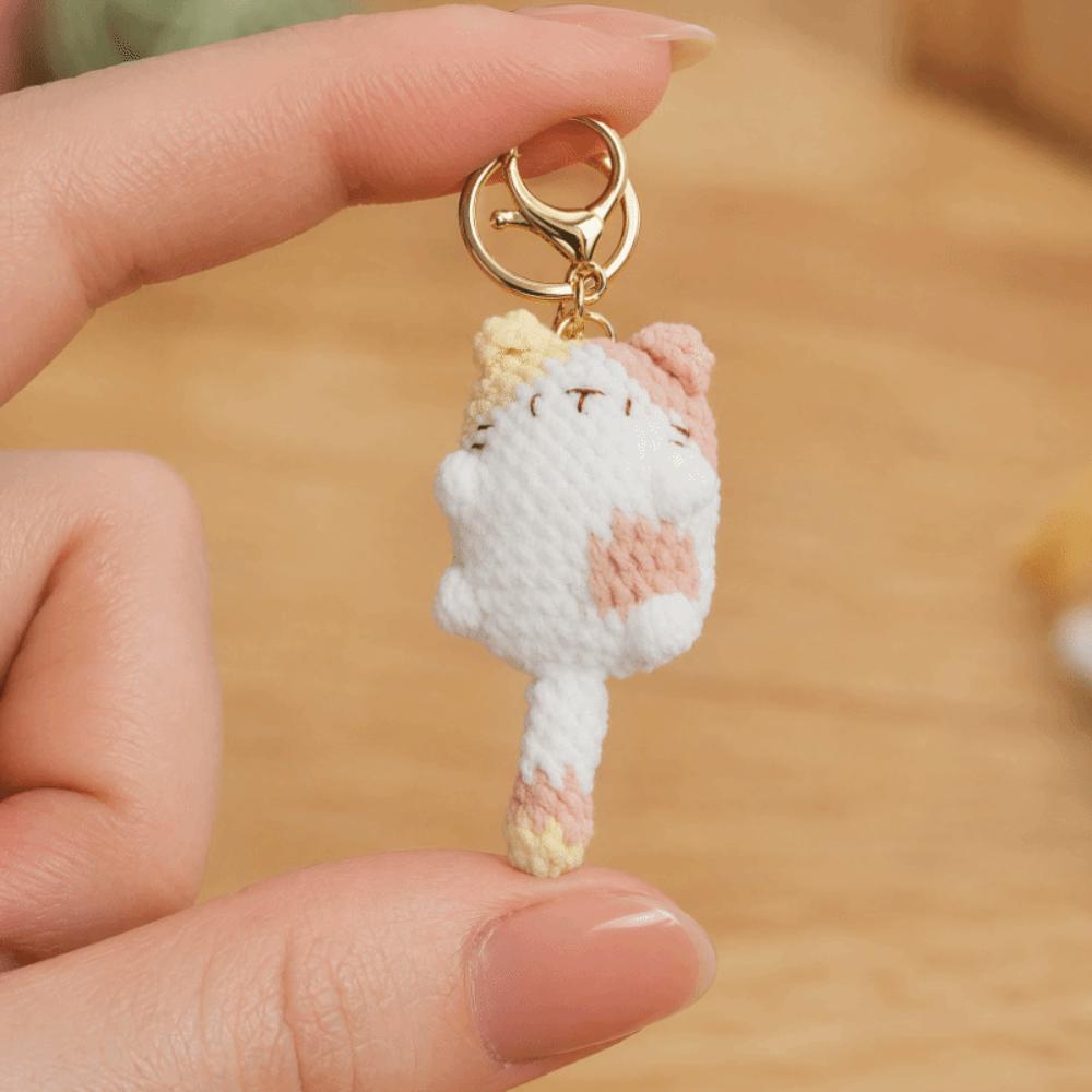 Decoration Cute Cat Kitten Keyring Crochet Cute Animal Pendant Cat Doll Keychain Bag Hanging