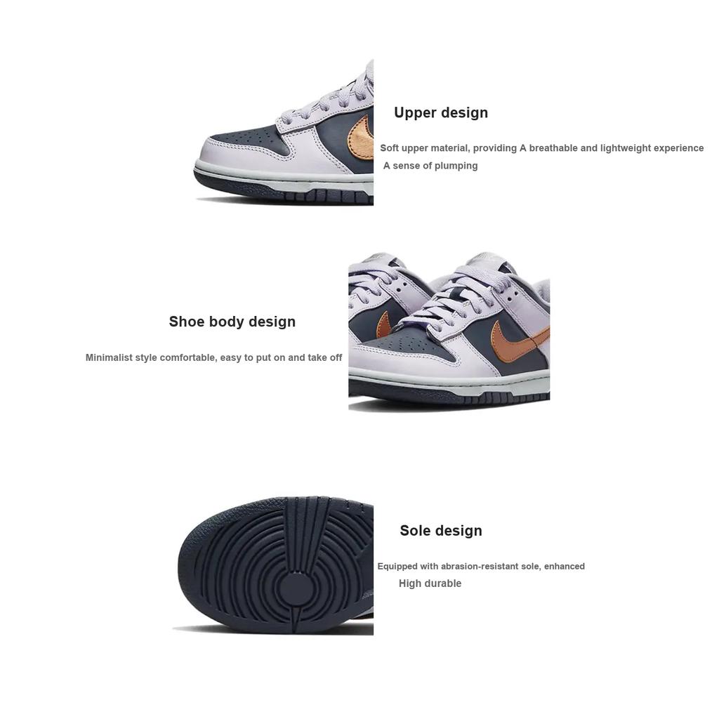 Nike Детские кроссовки Dunk Low SE GS Copper Swoosh Фиолетовый гром-синий Barely-Grape DX1663-400