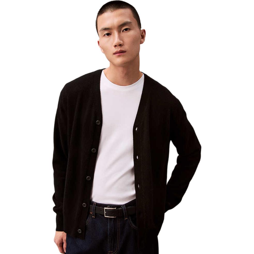 Calvin Klein Ck Premium Ready-To-Wear длинный рукав V-образный вырез однотонный кашемировый свитер мужской свитер Space-Black 40EM349-UB1