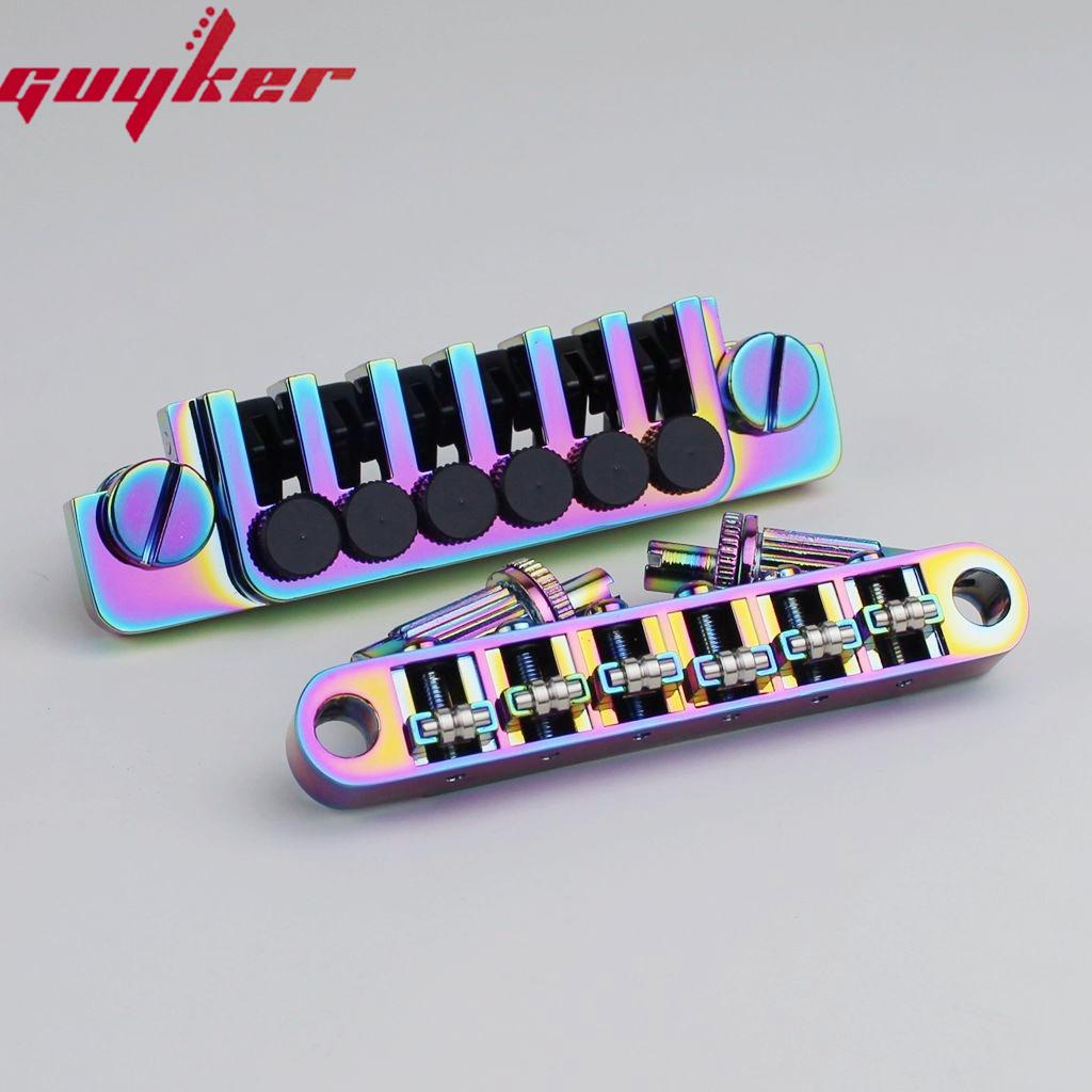 Гитарный бридж Guyker Tune-O-Matic с роликовыми сёдлами Gm005 + Винтажный стоп-бар Tp6 Пять цветов в наличии