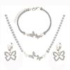 Three-piece artificial rhinestone butterfly necklace, earrings, and bracelet set