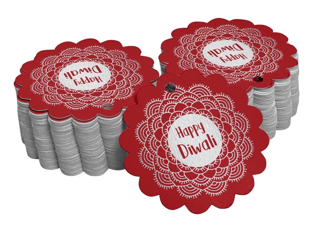 Inkdotpot 100 шт. в упаковке. Бумажные бирки Happy Diwali Favor, поделки из настоящей золотой фольги