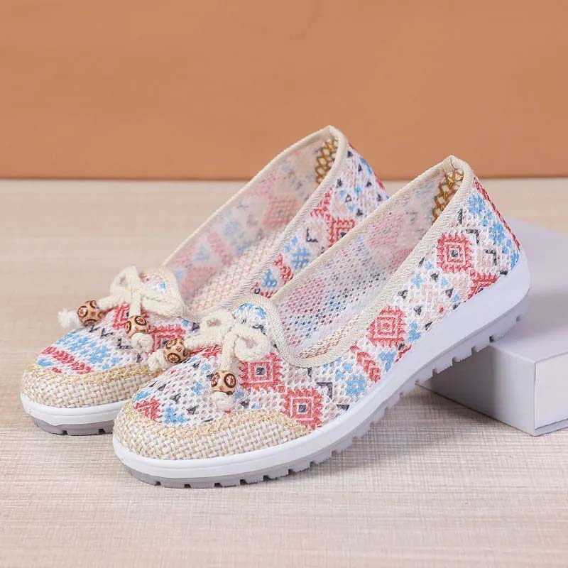 Летние туфли из полой сетки, старые пекинские туфли из ткани, женская мода, повседневная обувь на мягкой подошве, средний размер