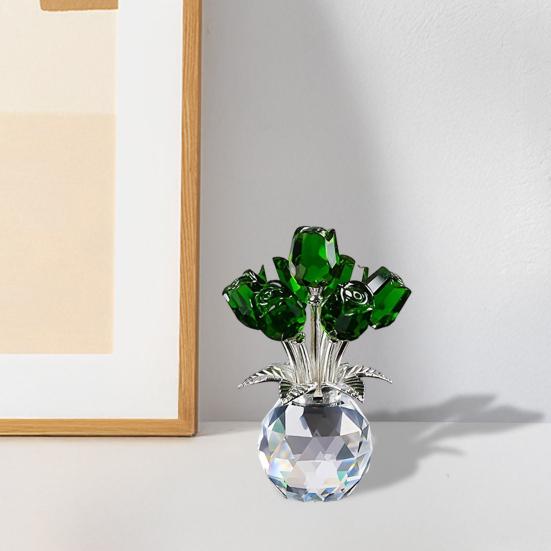 Искусственный хрустальный цветок розы Орнамент Ручной работы Букет Фигурка Мини Цветочная ваза Украшение Жена Подруга Женщины