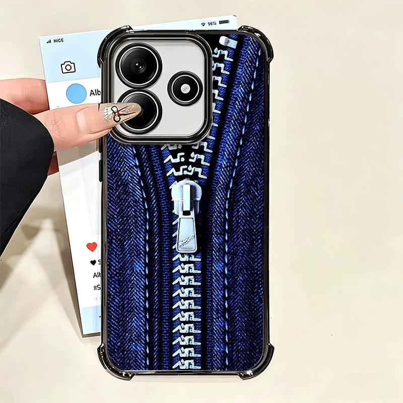 Ретро Джинсы на Молнии Шаблон Мягкий Чехол Для Телефона Для Xiaomi Poco X7 X8 Pro Max X6 X5 X3 F8 Ultra F7 M8 M7 M5S Redmi 15C 15A 15 14C 13C