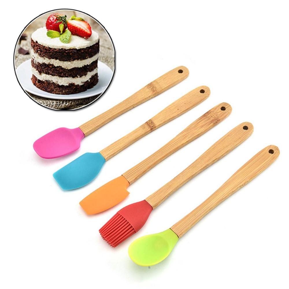 Bakeware Wooden Handle Kicthen Utensils Silicone Non-stick Baking Tools Cake Scraper Spatula Brush
