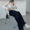 New ArrivalS Open Run Women S Sheer Crop Knit High waiSt Pleat Wide pantS Set