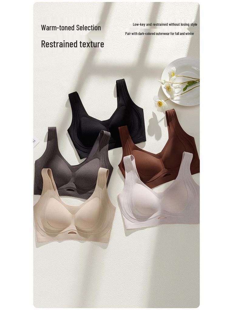 Фланелевый теплый беспроводной бюстгальтер жилетного типа: Бесшовный, Предотвращающий провисание, Идеально подходит для маленькой груди