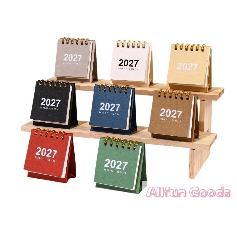 [TG835]1Pcs 2027 Mini Simple Calendar Small Desk Calendar Creative Coil Calendar Planner Desktop Decoration Office Stationery