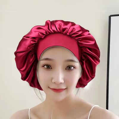 Кепка для сна, атласный капот, однотонный, регулируемый, на шнуровке, с бантом, водостойкий, с высокой плотностью, для женщин, с косами