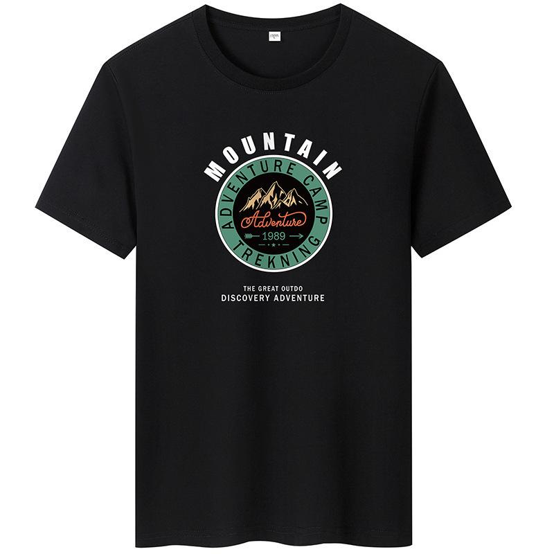 Mountian Printed Short-Sleeved Men T-shirt Summer Fashion Cotton Casual Tee Bottoming Shirt Large Size M-6XL