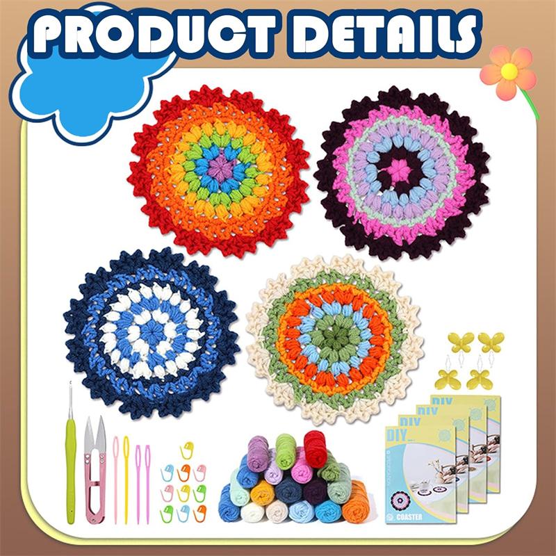 4 шт./компл., подставки для вязания своими руками с инструментами, наборы для вязания крючком для начинающих, взрослые, стартовый набор для вязания крючком