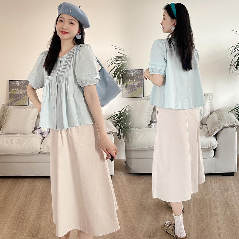 2026 Elegant Fashion Puff Sleeve Top & Tummy Support Skirt Set