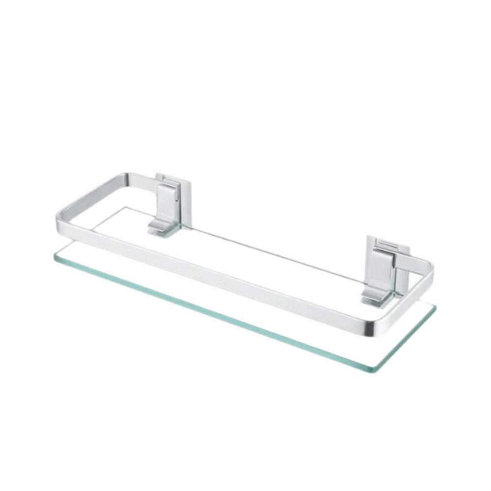 Silver Glass Shelf Organizer Tempered Thickened Glass Shower Caddy Home Organization