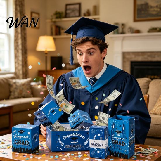 Explosion Gift Box 2026 Graduation Box, DIY Pop Up Money Holder Interactive Folding Bounce Cash Card for Grad Party Supplies