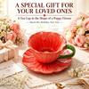 Flower Shaped Ceramic Coffee Cup Saucer Set Tableware Ceramic Coffee Mug  Home Decor