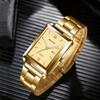 Square Men's Watch Steel Strap Business Gold Hands Men's Quartz Watch, Men's Gifts
