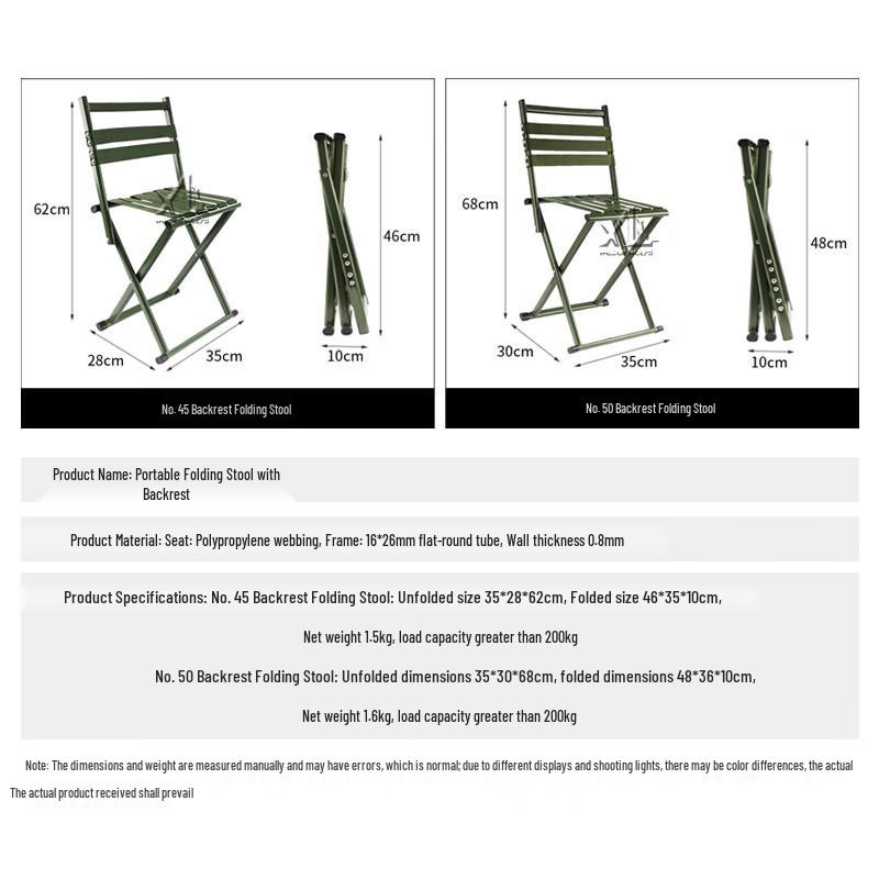 Portable Folding Stool with Backrest
