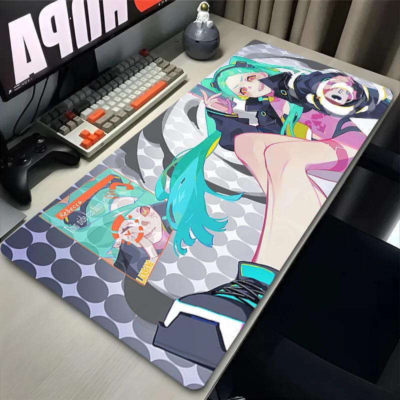 Anime Leather Mouse Pad Gamer Cabinet Keyboard Rugged CcyberpunkS Extended Desk Mat Laptop Gaming RRebecca Sexy Girl Mousepad