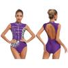 Women's Sleeveless Dance Leotard with Rhinestones Cutout Back Metallic Sequins Bodysuit S-XXL