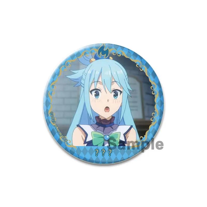 32/44/58 мм аниме KonoSuba значки Megumin Aqua значок ручной работы брошь нагрудник для рюкзака одежда аксессуары подарок