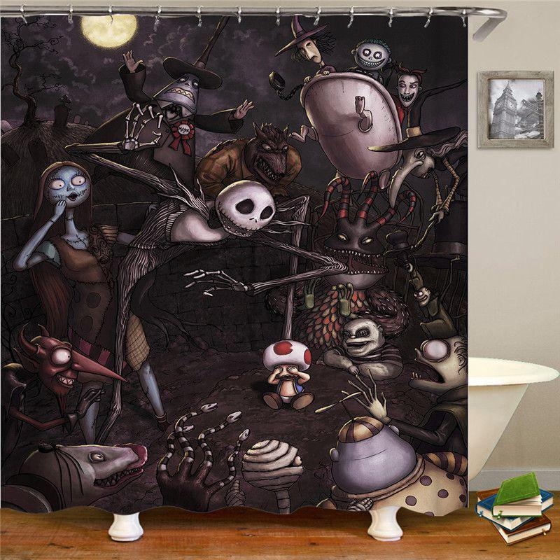Soft And Comfortable The Nightmare Before Christmas Shower Curtain And Mat Set