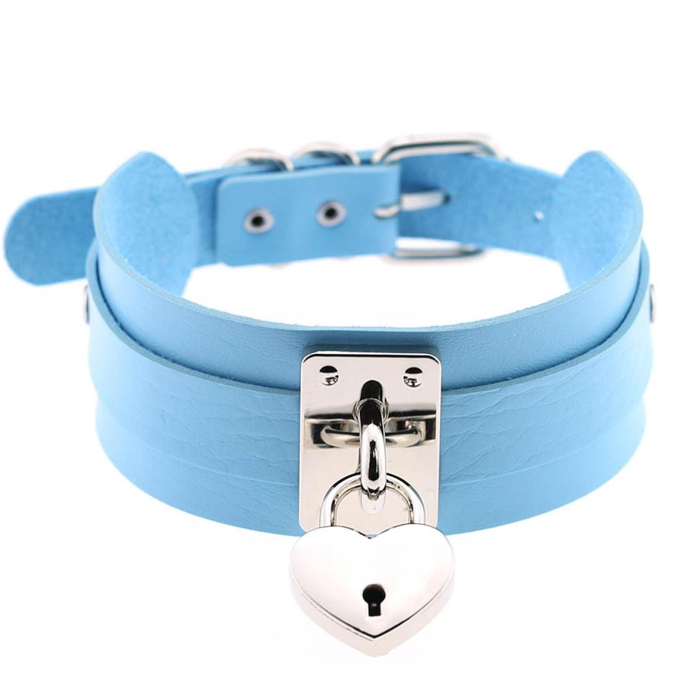 Колье-чокер в виде сердца для женщин, ошейник с замком, кожаные чокеры, готическая панк-бижутерия