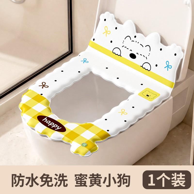 2026 Waterproof Reusable Toilet Seat Cover With Backrest Non-Slip Adhesive Design Thick Cushioned Home Bathroom Use