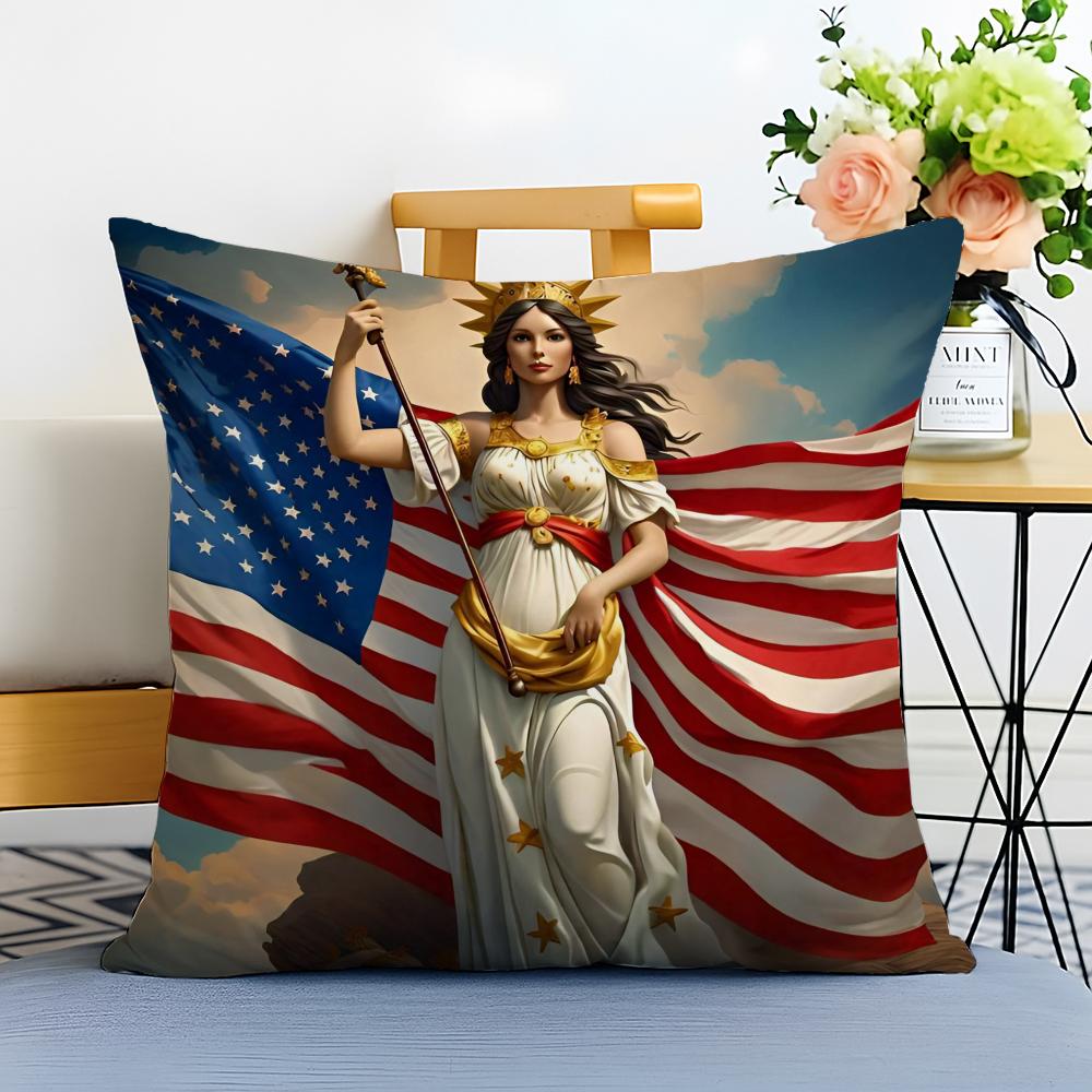 Independence Day Cushion Cover Washable Linen comfort Soft  for Sofa Bed Cozy Home Room Decor