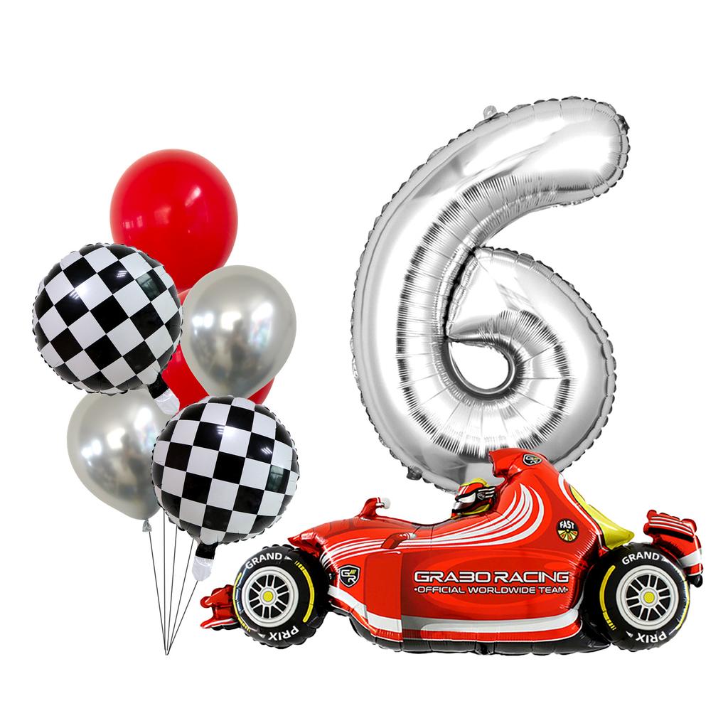 Racing Aluminum Film Balloon Set Silver Digital Boy Birthday Party Balloon Decoration Atmosphere Landscape