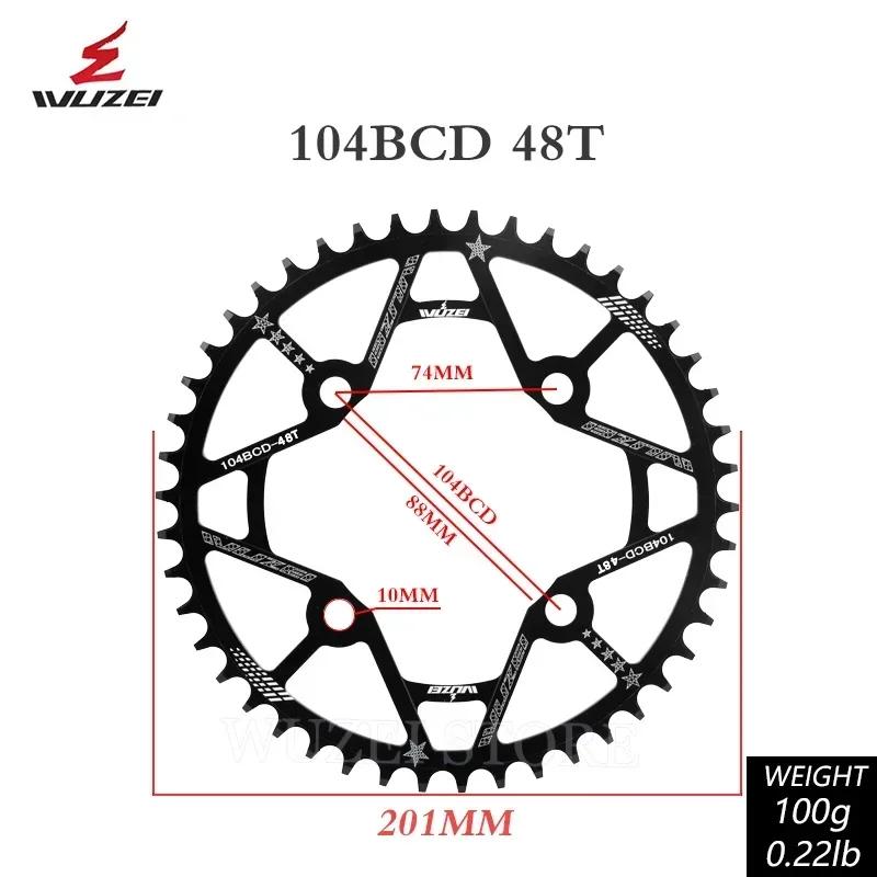 WUZEI Велосипедная звезда для MTB 104BCD Узкая Широкая Круглая Форма 30/32/34/36/38/40/42/44/46/48/50/52T Односкоростная Звезда для Велосипеда