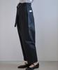 GRIDAJ Cotton Bio-Washed Belted Double-Pleated Pants _ Black