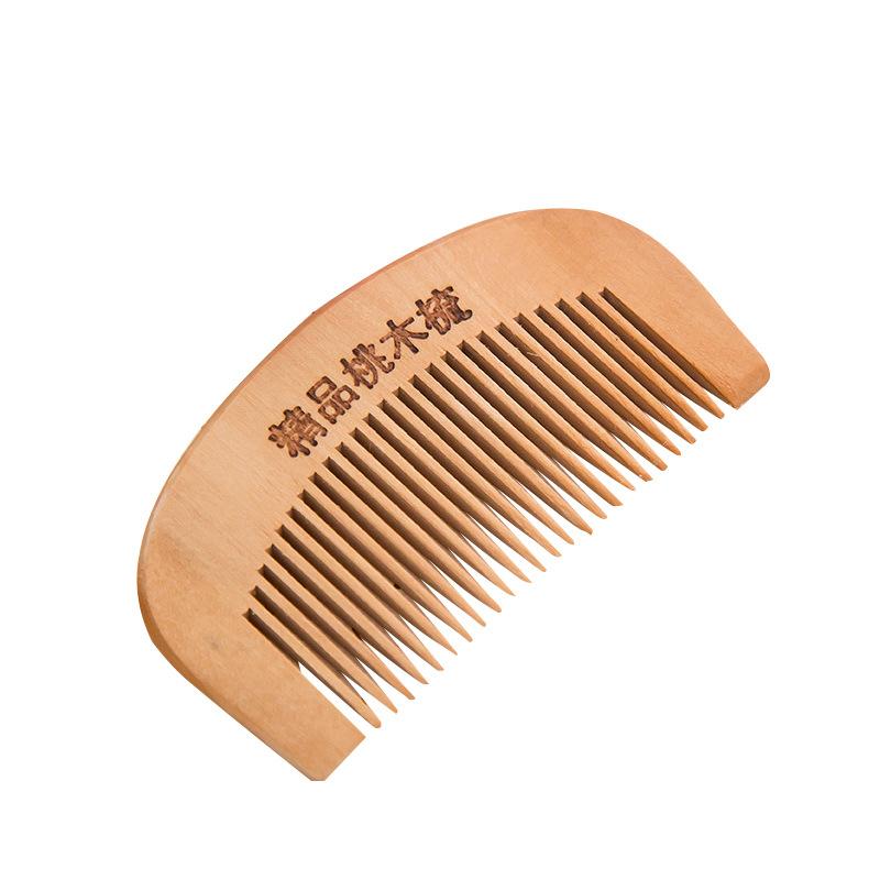 1Pc Natural Peach Wood Comb Close Teeth Anti-Static Head Massage Beard Hair Care