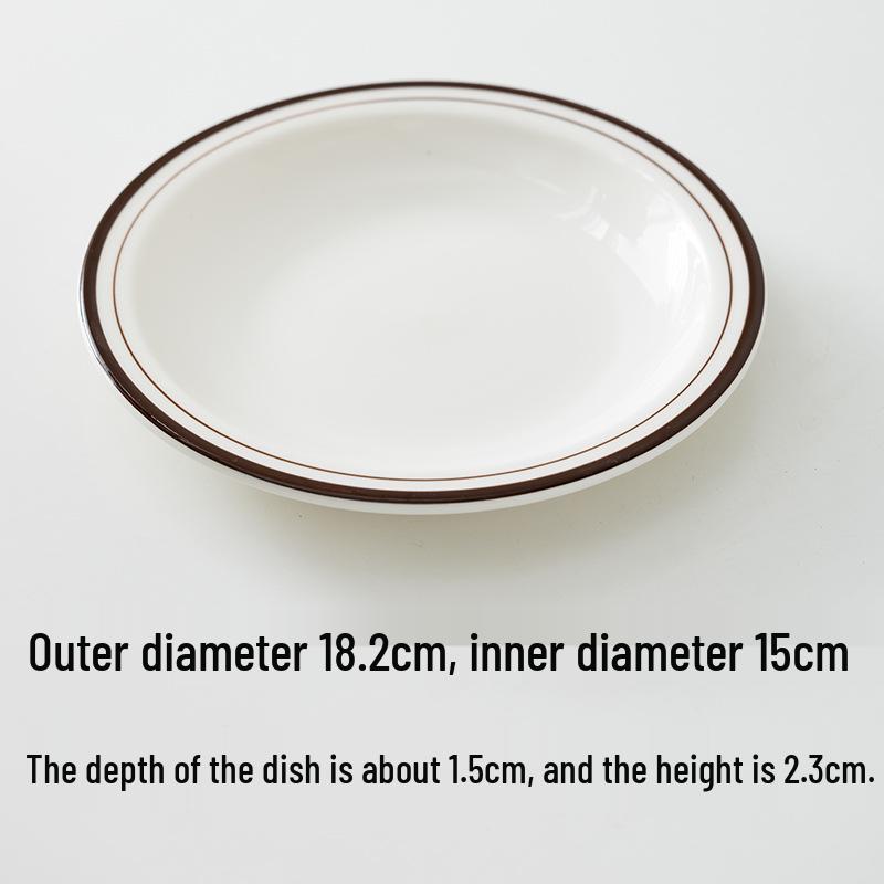 Off-White Line Bone Dish: 6.4/7.2/9 Inch Shallow White Porcelain Dessert & Snack Plate