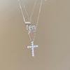 Diamond-Studded Cross Necklace: Elegant, Trendy, and Versatile Clavicle Chain for Couples