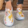 Мода 2024 года, женские новые мягкие туфли на плоской подошве с принтом, осенняя дышащая спортивная обувь на толстой подошве, женская повседневная обувь с цветочным принтом в китайском стиле