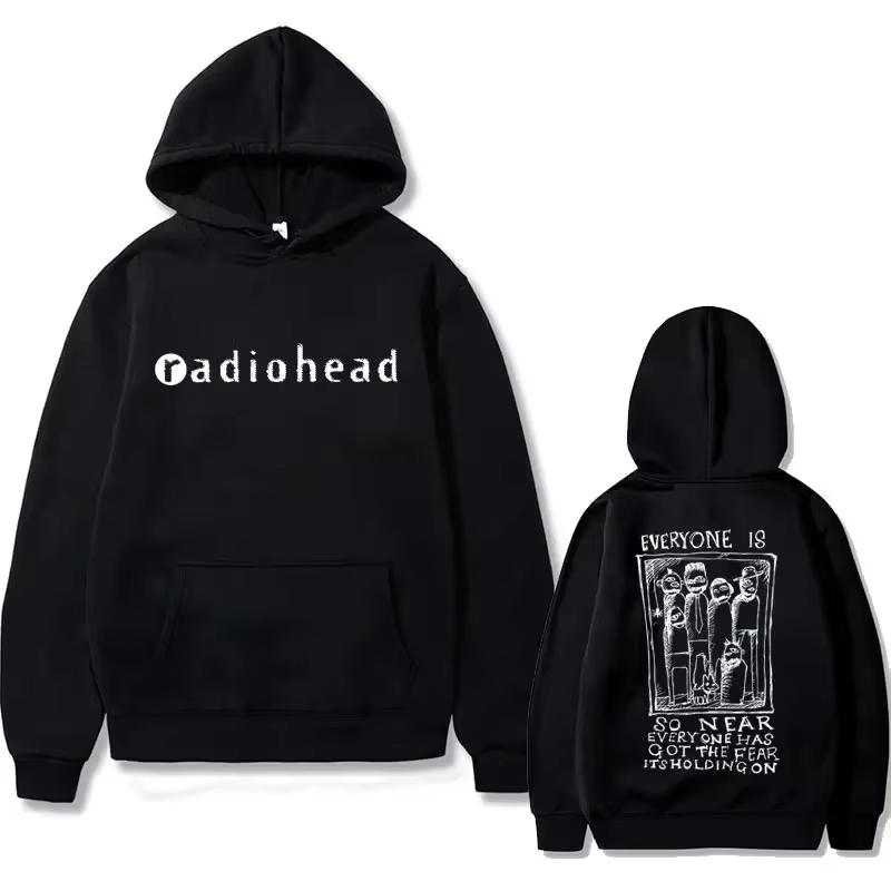 Radiohead Rock Band Print Hoodie, Unisex Vintage Gothic Y2K Streetwear Hooded Sweatshirt