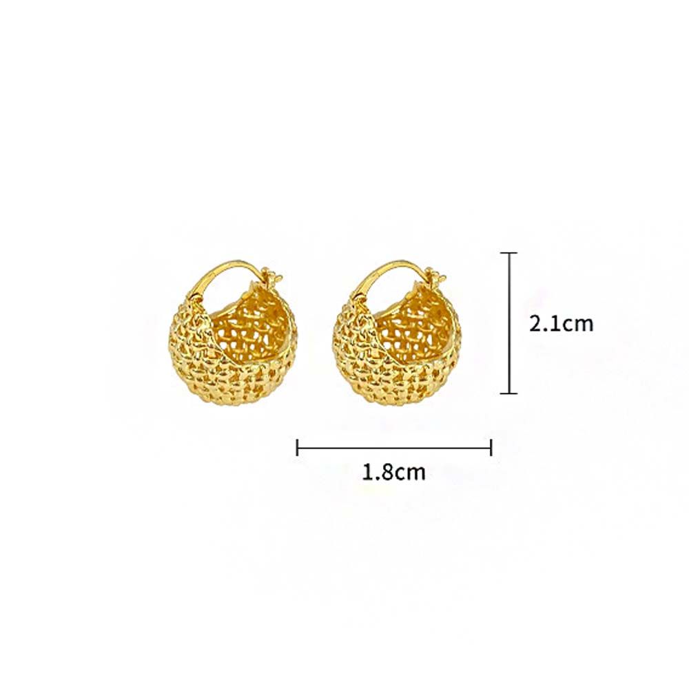 Серьги-корзинки с геометрическим узором, круглые, женские, золотые, серьги в корейском стиле, круглые серьги