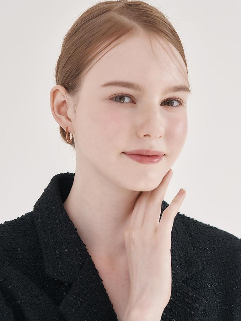 [ELLE Jewelry] 14K Basic Square One-Touch Ring Earrings ELGPEE551