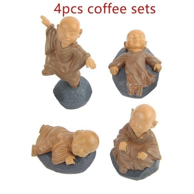 4Pcs Chinese Buddhist Monks Miniature Bonsai Garden Furniture Resin Craft Figurine Fairy Garden Decoration