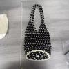 2025 New Design Summer Handmade Lady Wooden Bead Woven Tote Bag Hollow-out Shoulder Bag Travel Beach Underarm Bucket Bag Handbag