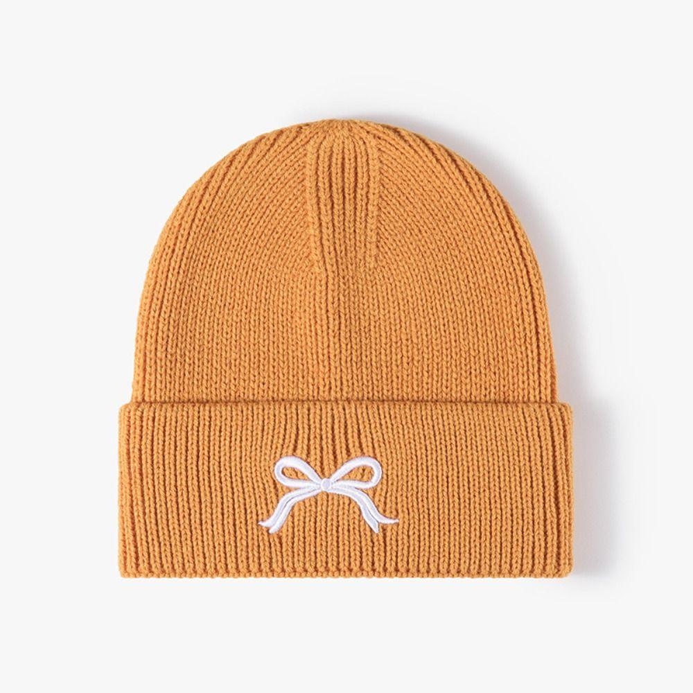 Высококачественные шапки-бини в стиле Y2K, новый дизайн, вышивка бантом, вязаная шапка для девочек, вязаная шапка с бантом для женщин