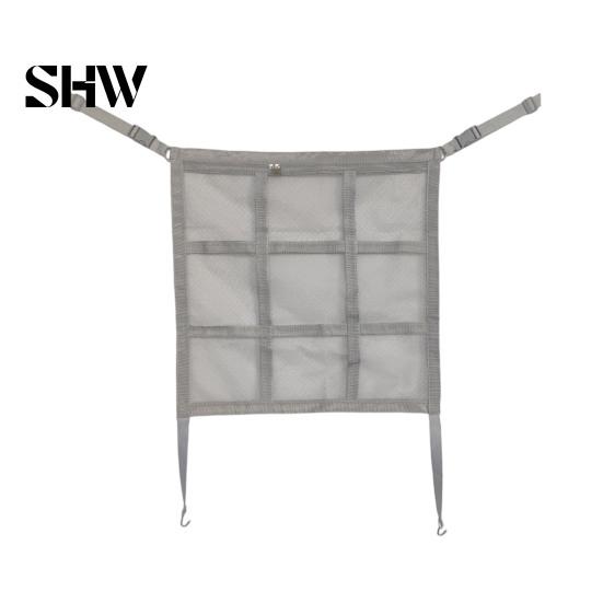 Car Backseat Storage Net Seat Gap Net, Multifunctional Organizer Barrier for Pets Kids, 9 Grid Layered Divider with 59x59cm, Universal Auto