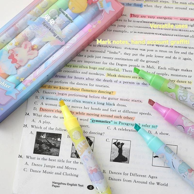 10 цветов, эстетические звездочки, блестящие маркеры для скрапбукинга, ручки для заметок, маркеры для заметок, ручка, кавайные детские канцелярские принадлежности