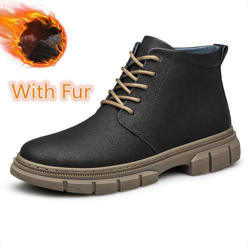 Модные мужские ботинки из натуральной кожи, роскошные кожаные ботильоны для мужчин с плюшевой подкладкой, теплые зимние мужские кроссовки для отдыха на открытом воздухе, размер 37-47