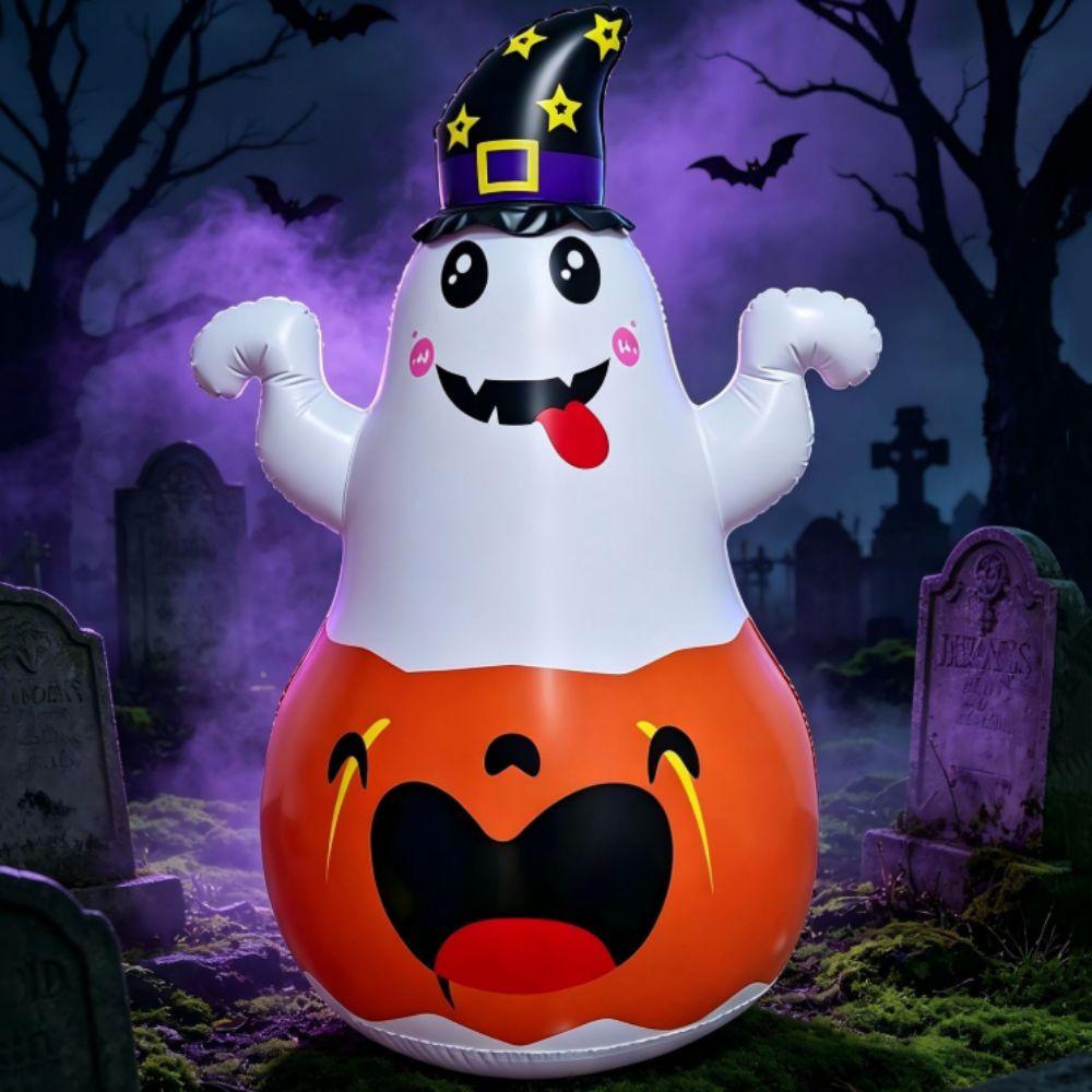 PVC Material Inflatable Pumpkin LED Light Inflatable Witch Hat Holiday Decoration