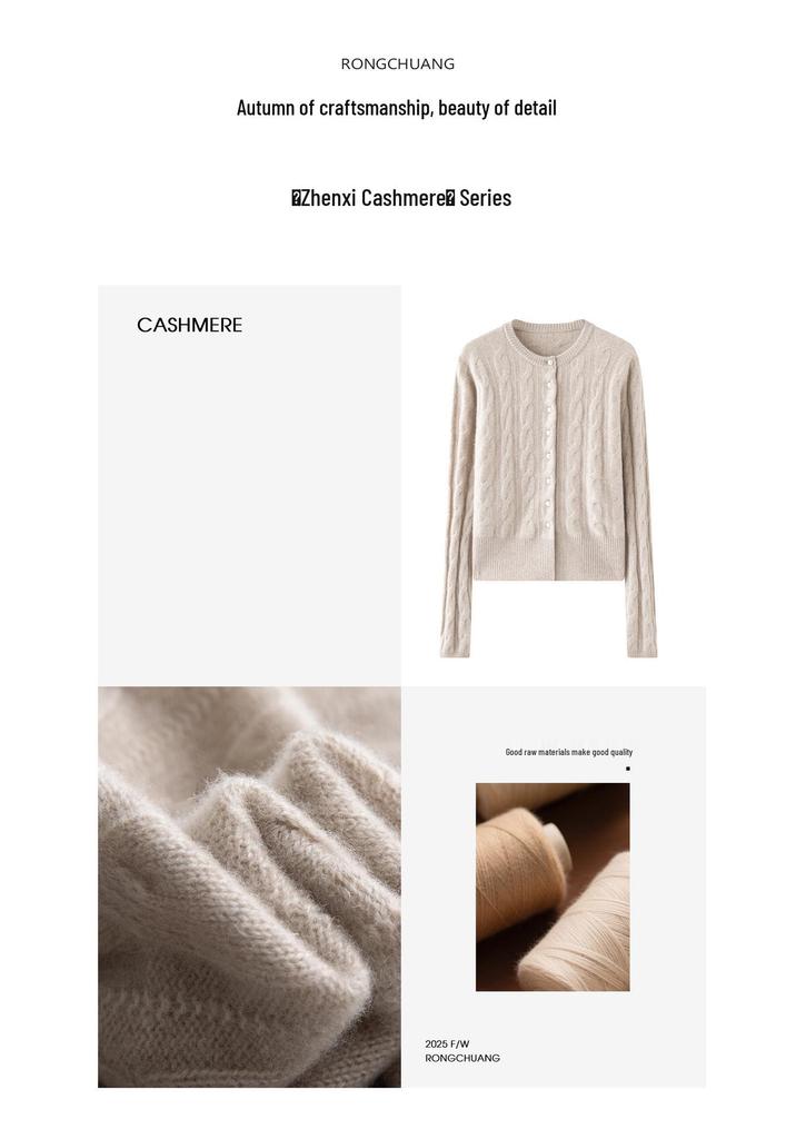 Pearl Button Luxury Cashmere Cardigan - Women's Thick Soft Wool Sweater for Autumn/Winter