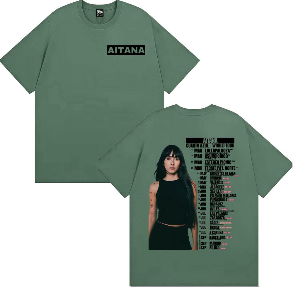 Aitana Cuarto Azul Wdrld Tour 2026 Tshirts Men Women Hip Hop Hipster High Street T Shirt Casual 100 Cotton Short Sleeve Tshirt