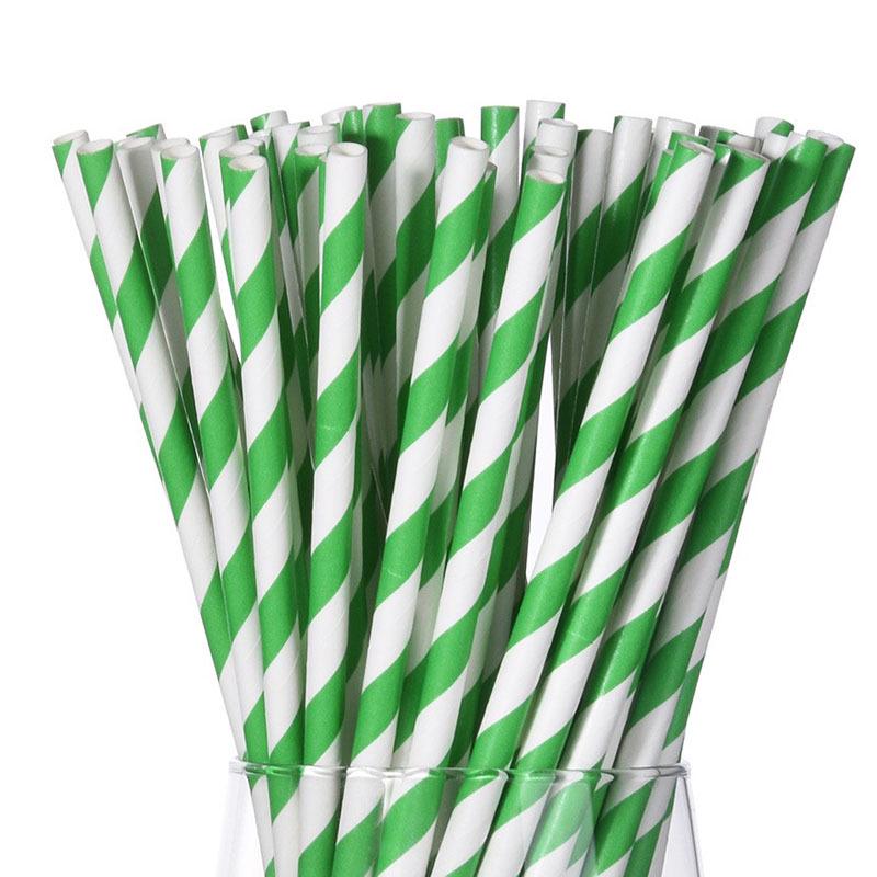 Individually Wrapped Biodegradable Striped Paper Straws