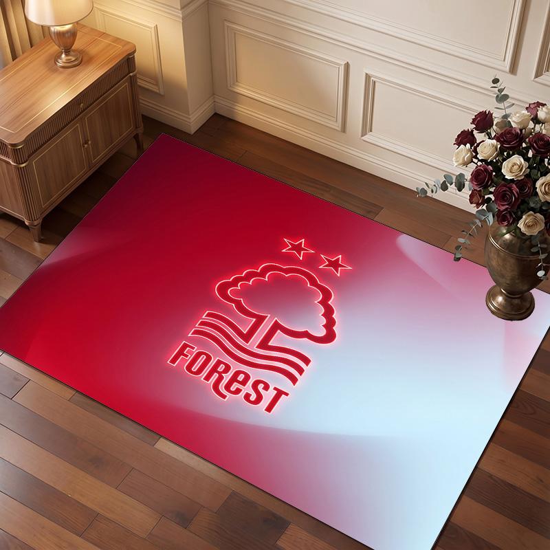 Nottingham Forest Football Print Crystal Velvet Rug, Comfortable Water Absorbent Non Slip Indoor Floor Carpet